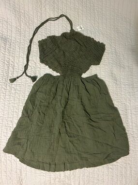 aerie Olive Green Crochet Mini Dress